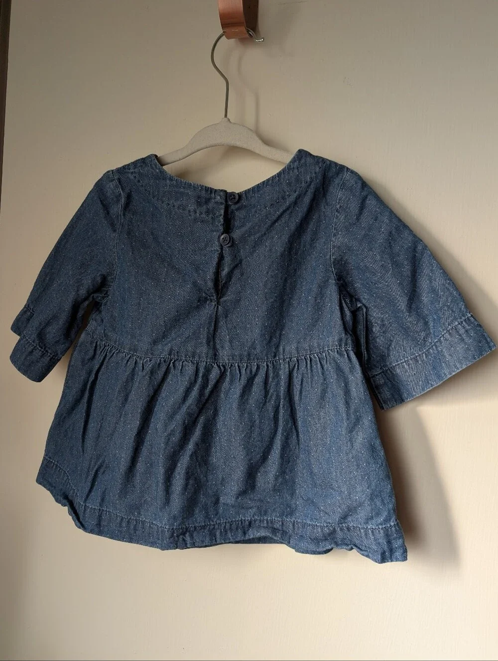 GAP Girls Denim Stitched Chambray Peplum Top - Dark Blue